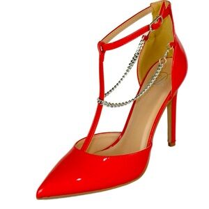 Delicious Shoes Women Stiletto High Heels Removable Anklet Silver Chain. Size 9